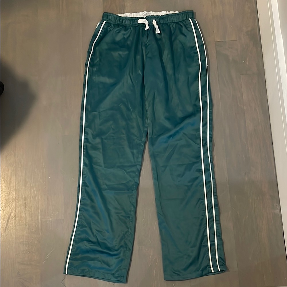 Abercrombie & Fitch Green and White Joggers with Elastic Waistband